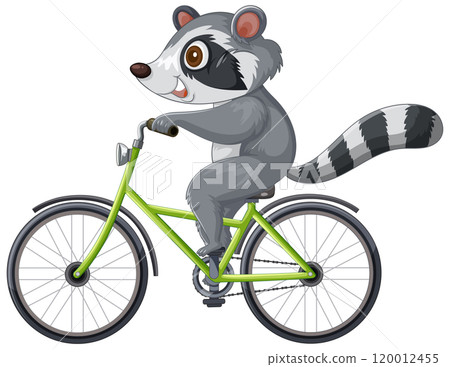Raccoon Riding a Green Bicycle 120012455