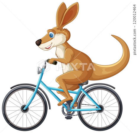 Kangaroo Riding a Bicycle Illustration 120012464