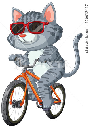 Cool Cat Riding a Bicycle Cool Cat Riding a Bicycle 120012467