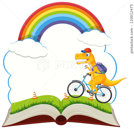 Dinosaur Biking Under a Rainbow Dinosaur Biking Under a Rainbow 120012475