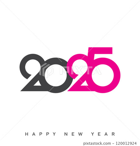 Sleek Black 2025 Modern New Year Design .Vector 120012924