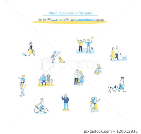 公園裡散步的各種人 120012936