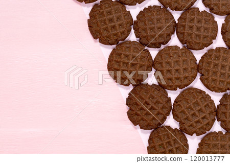 Top view of chocolate cookies. Top view of chocolate cookies. 120013777