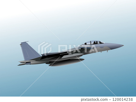 Modern military jet fighter plane aircraft flying 120014238