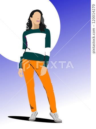Young woman posing wearing casual clothes and smiling 120014270