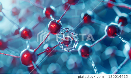 A close up of a bunch of small spheres, some of which are blue 120014415