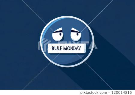 flat graphic pictogram of sad face with display BULE MONDAY text. flat graphic pictogram of sad face with display BULE MONDAY text. 120014816
