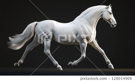 White horse standing on a black background 120014909