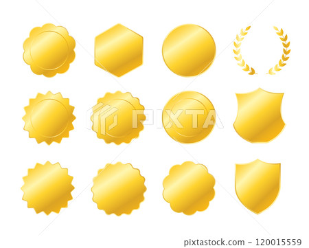 Gold badges of different geometric shapes 120015559