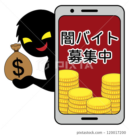 智慧型手機上招募暗黑兼職的危險圖片素材 智慧型手機上招募暗黑兼職的危險圖片素材 120017200