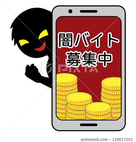 Dangerous image material of illegal part-time job recruitment on smartphone 120017201
