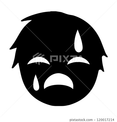 憤怒的黑色剪影惡棍臉圖標 120017214