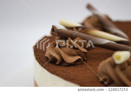 Layered Chocolate Cake with Decorative Toppings Layered Chocolate Cake with Decorative Toppings 120017253