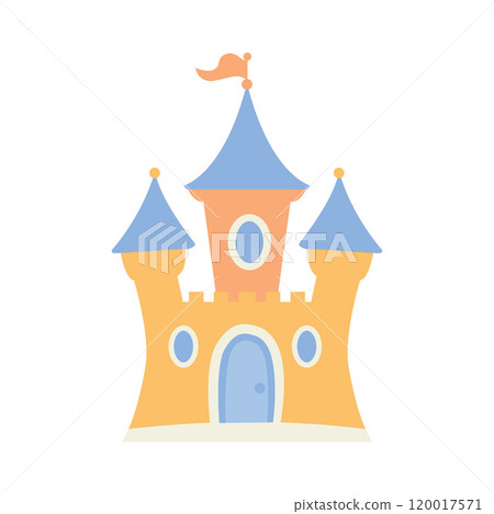 Castle Palace Kingdom Royal Fort Historic Heritage Building Architecture with Flag 120017571