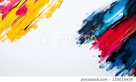 Brush Strokes on Canvas with Bright Colors 120018456