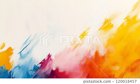 Brush Strokes on Canvas with Bright Colors 120018457