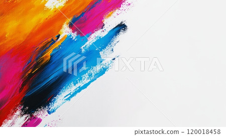 Brush Strokes on Canvas with Bright Colors 120018458