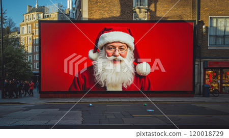 A large billboard with a picture of Santa Claus on it 120018729