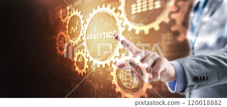 Data analyst concept. Working on business analytics dashboard 120018882