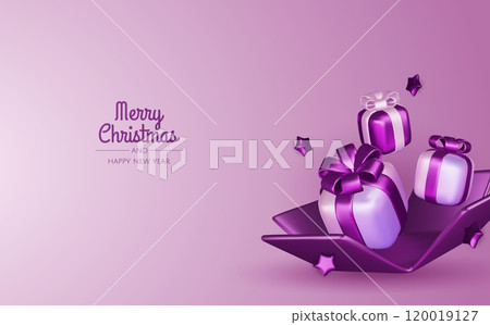 Merry christmas greeting card vector poster. Christmas elegant invitation template with xmas balls, xmas tree and snowflakes. Vector illustration holiday season greeting Merry christmas greeting card vector poster. Christmas elegant invitation template with xmas balls, xmas tree and snowflakes. Vector illustration holiday season greeting 120019127