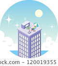 Vacation on the rooftop of a building/Sea and sky 120019355