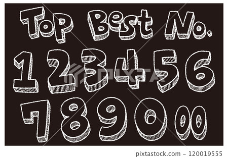 Set of ranking icon illustrations (Best, Top, No.) (hand-drawn, chalk style) 120019555