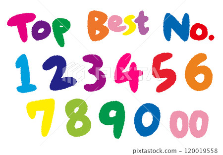 Set of ranking icon illustrations (Best, Top, No.) (hand-drawn, kids) Set of ranking icon illustrations (Best, Top, No.) (hand-drawn, kids) 120019558