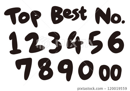 Set of ranking icon illustrations (Best, Top, No.) (hand-drawn, monochrome) 120019559