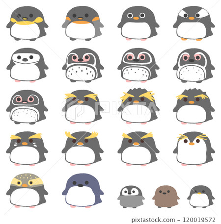 Cute penguin illustration set Cute penguin illustration set 120019572