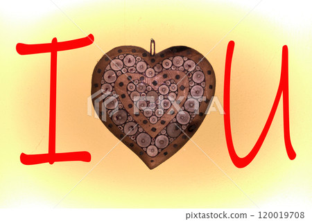 heart in inarsiated wood to form the inscription I Love You heart in inarsiated wood to form the inscription I Love You 120019708