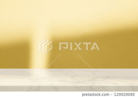 Fortuna Gold Marble Table with Nature Shadow on Concrete Wall Texture Background 120020080