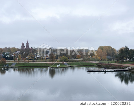 Aerial view of Panevezys city centre, downtown park, one of the largest cities in Lithuania Aerial view of Panevezys city centre, downtown park, one of the largest cities in Lithuania 120020221