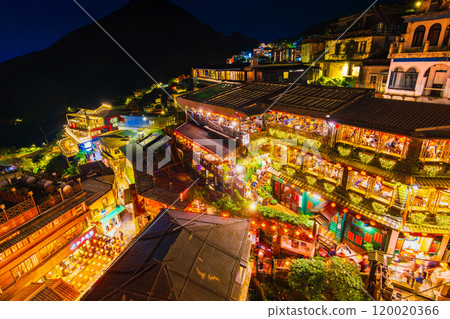 Taiwan Jiufen main street at night 120020366