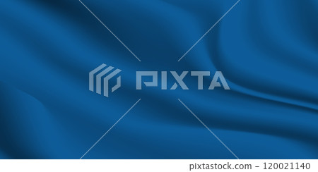 Silk blue background. Abstract vector pattern with copy space. Liquid wave texture, smooth drapery wallpaper. Wedding fabric, satin. Wavy design for banner, card, postcard, backdrop 120021140
