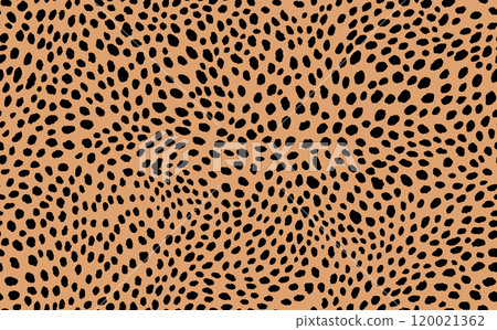 Abstract modern leopard seamless pattern. Animals trendy background. Beige and black decorative vector stock illustration for print, card, postcard, fabric, textile. Modern ornament of stylized skin 120021362