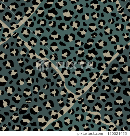 Abstract modern leopard seamless pattern. Animals trendy background. Color decorative vector stock illustration for print, card, postcard, fabric, textile. Modern ornament of stylized skin 120021453