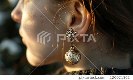 Festive earrings with christmas ornament and snowflake design for holiday fashion 120021561
