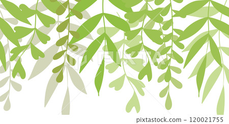 Floral frame with colorful exotic branches on white background. Ornate border with tropic leaves. Vector stock illustration for wallpaper, posters, card. Doodle style. Copy space 120021755