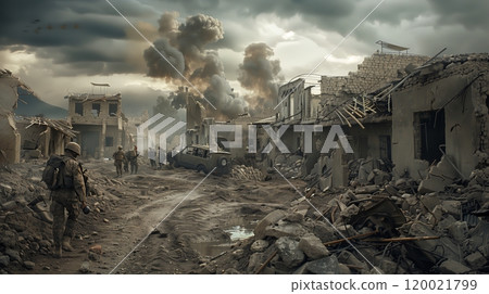 Destruction and Turmoil in a War-Torn City Following an Intense Military Conflict Destruction and Turmoil in a War-Torn City Following an Intense Military Conflict 120021799