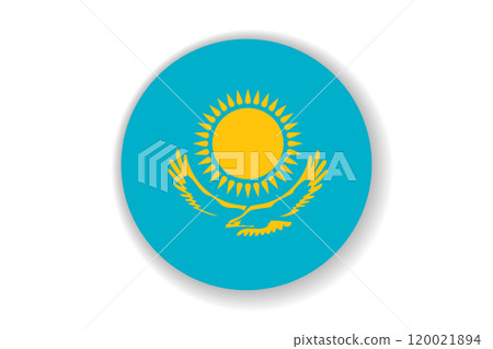 Flag of Kazakhstan. Kazakh national symbol in official colors. Template icon. Abstract vector background. Round glass light ball, 3D big bubble, sphere 120021894