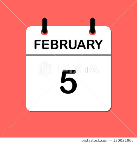 February 5. Daily Calendar icon for design. Simple design for business brochure, flyer, print media, advertisement. Easily editable 120021903