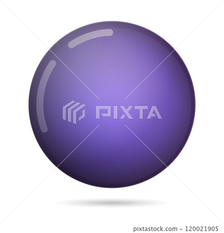 Glass violet ball or precious pearl. Glossy realistic ball, 3D abstract vector illustration highlighted on a white background. Big metal bubble with shadow Glass violet ball or precious pearl. Glossy realistic ball, 3D abstract vector illustration highlighted on a white background. Big metal bubble with shadow 120021905