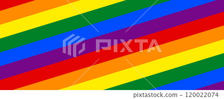 Flag LGBT squared icon, badge or button. Template design, vector illustration. Love wins. LGBT symbol in rainbow colors. Gay pride silk textile background 120022074