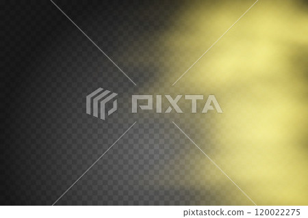 Color smoke effect background. Realistic decorative fog in the air, vapor, creeping smoke puff. Layout of cloudy smog. Transparency vector illustration 120022275