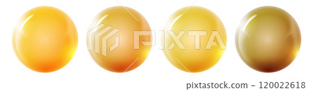 Set with glass colorful balls. Glossy realistic ball, 3D abstract vector illustration highlighted on a white background. Big metal bubble with shadow 120022618