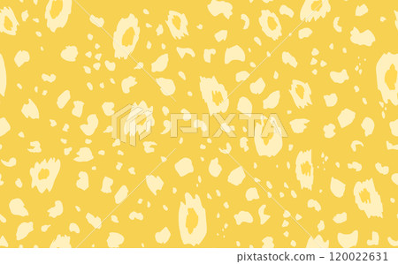 Abstract modern leopard seamless pattern. Animals trendy background. Yellow and white decorative vector stock illustration for print, card, postcard, fabric, textile. Modern ornament of stylized skin 120022631