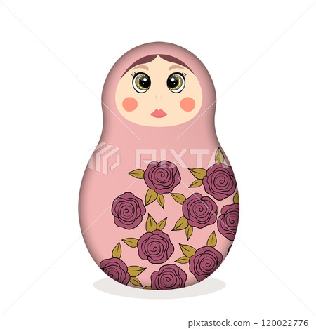 Russian Matryoshka. Traditional Russian folklore dolls with big eyes and lips. Babushka doll with hohloma, traditional painted floral pattern. Hand drawn vector illustration Russian Matryoshka. Traditional Russian folklore dolls with big eyes and lips. Babushka doll with hohloma, traditional painted floral pattern. Hand drawn vector illustration 120022776