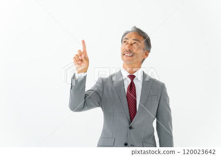 Business senior man pointing 120023642