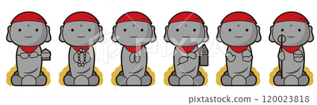Jizo statue illustration set: Six Jizo 120023818