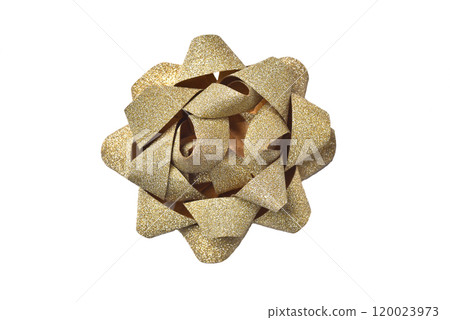 Beautiful golden bow isolated on white background 120023973